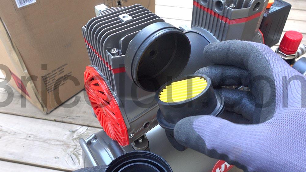 Compresseur air Hychika 880W 24L test filtre Compresseur air Hychika 880W-24L test filtre