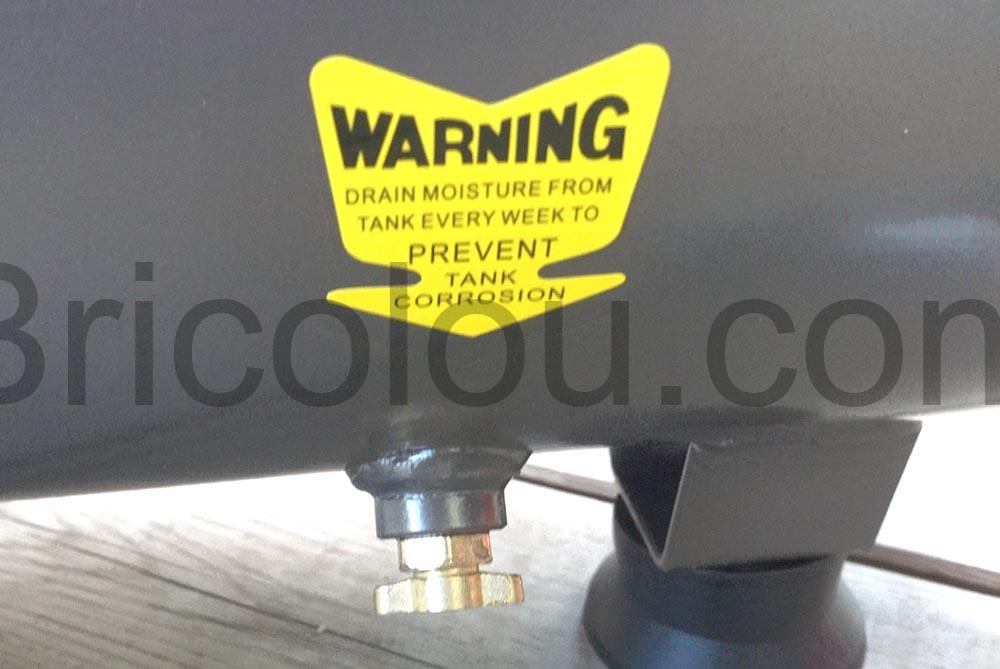 Compresseur air Hychika 880W 24L test purge Compresseur air Hychika 880W-24L test purge