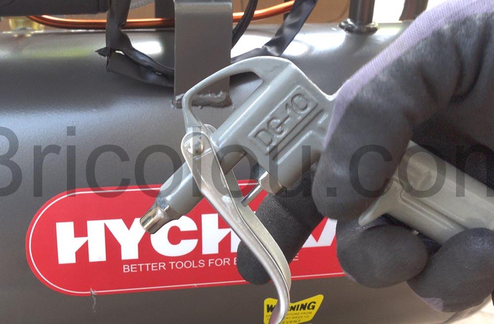 Compresseur air Hychika 880W 24L test souflette Compresseur air Hychika 880W-24L test souflette