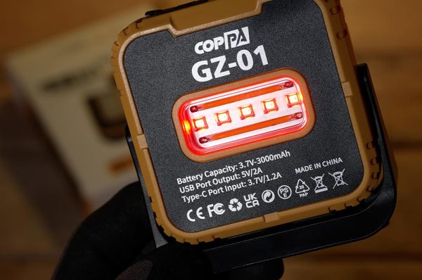 Coppa Lumière Travail GZ01 Portable Lampes Rechargeable Magnétique LED Rouge