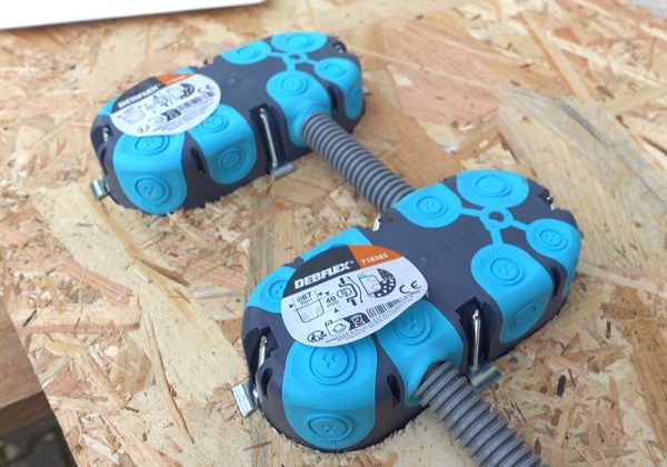 Debflex Boite dérivation électrique 2 Postes Multimatériaux Stop Air Diamètre 67mm x 40mm Entraxe 71mm jonction