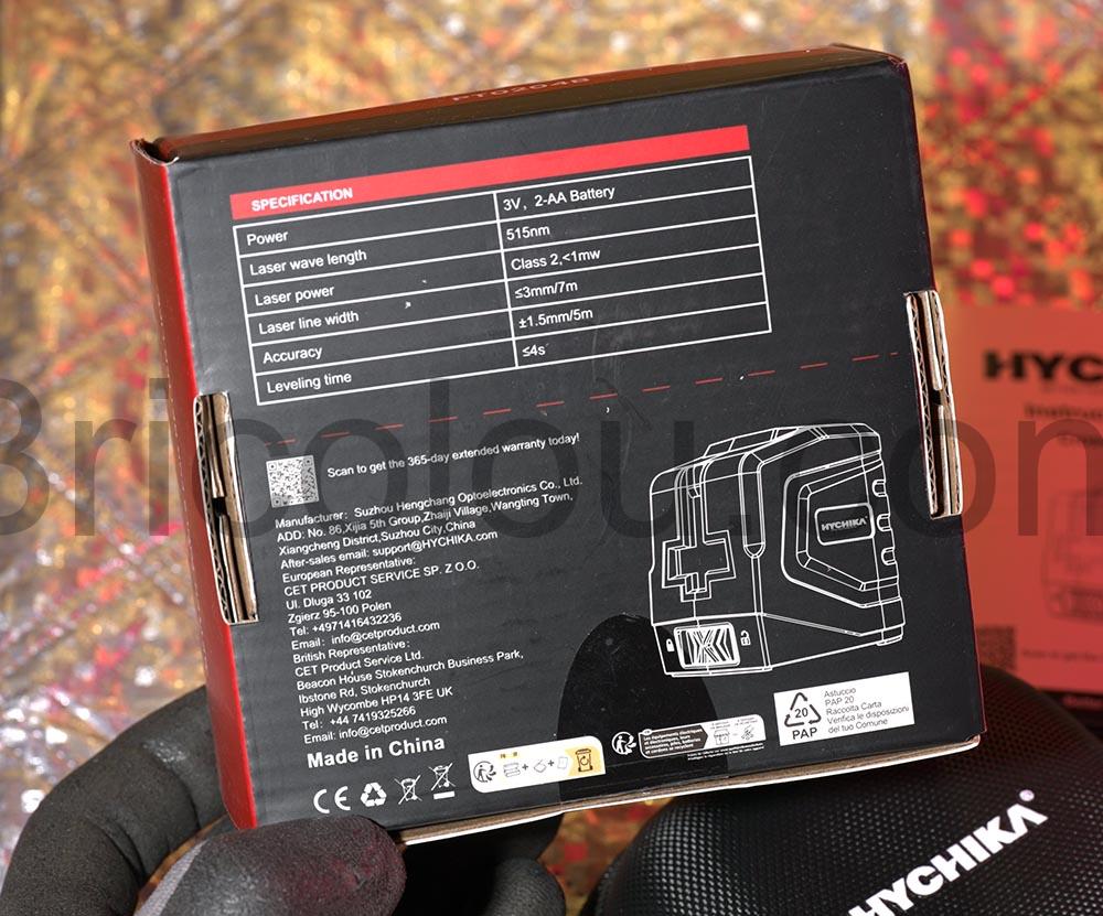 HYCHIKA PT0204B Niveau Laser croix Vert Autonivelant emballage HYCHIKA PT0204B Niveau Laser croix Vert Autonivelant emballage