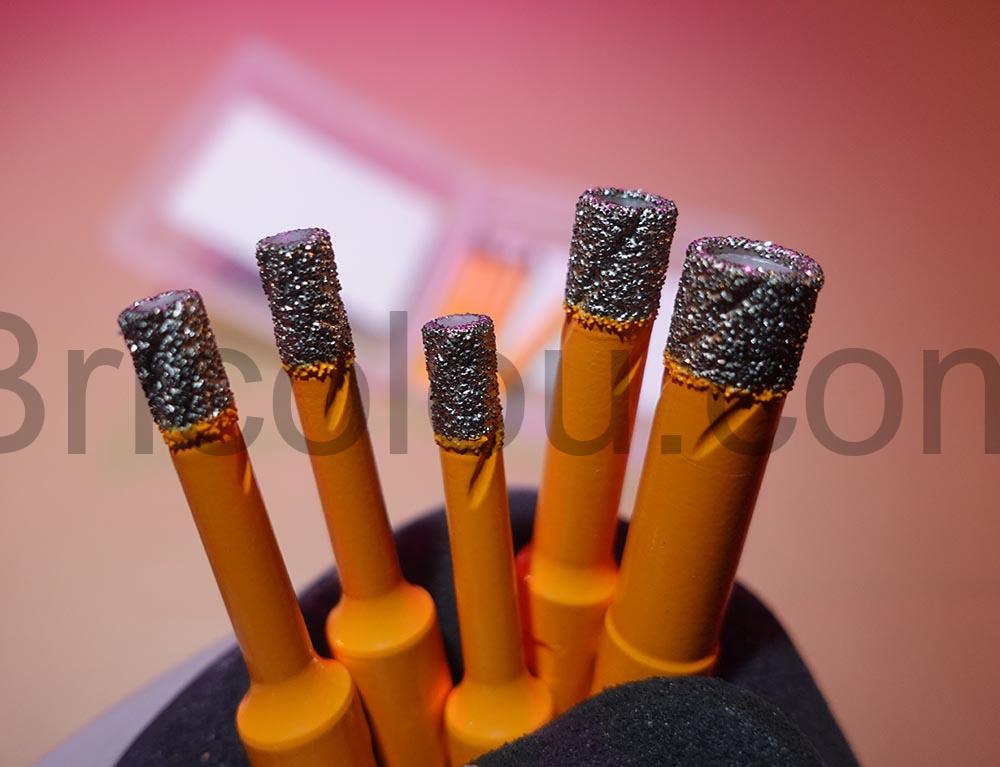 5 Forets diamantes carrelage 5 trepans carbure EXFEIN tete 5 Forets diamantés carrelage 5 trépans carbure EXFEIN tête