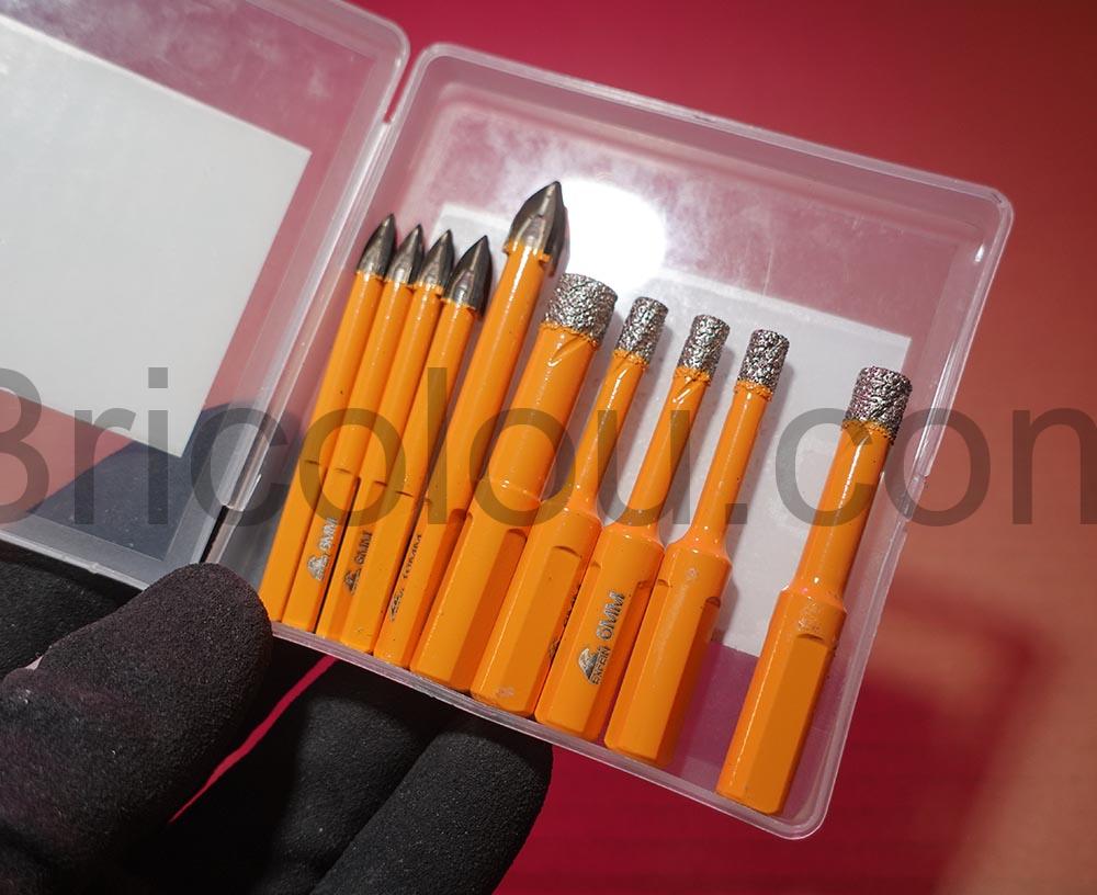 5 Forets diamantes carrelage 5 trepans carbure EXFEIN 5 Forets diamantés carrelage 5 trépans carbure EXFEIN