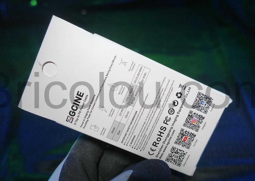 Convertisseur bidirectionnel 65W D Tap USB C DT PD ZGCINE dos Convertisseur bidirectionnel 65W D-Tap USB-C DT-PD ZGCINE dos