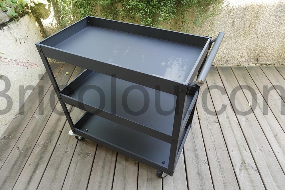 GYMAX Chariot dAtelier 3 Niveaux en Metal Charge 120Kg monte GYMAX Chariot d'Atelier 3 Niveaux en Métal Charge 120Kg monté