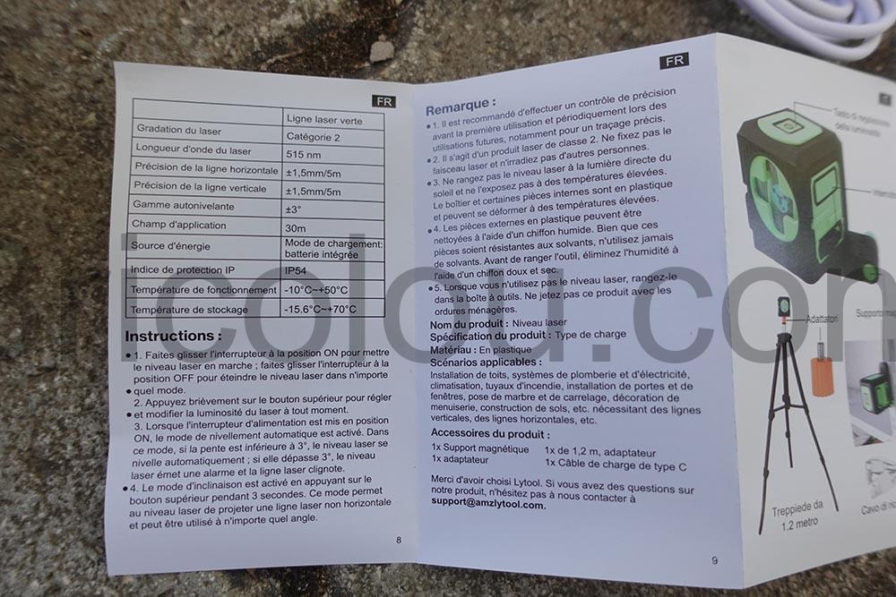 Niveau Laser vert Autonivelant Croise avec Trepied Autonivelant Croise Rechargeable Lytool doc Niveau Laser vert Autonivelant Croisé avec Trépied Autonivelant Croisé Rechargeable Lytool doc