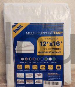 Bâche de protection imperméable de 3,6 x 4,9 m, 100 g blanche SUMORISE